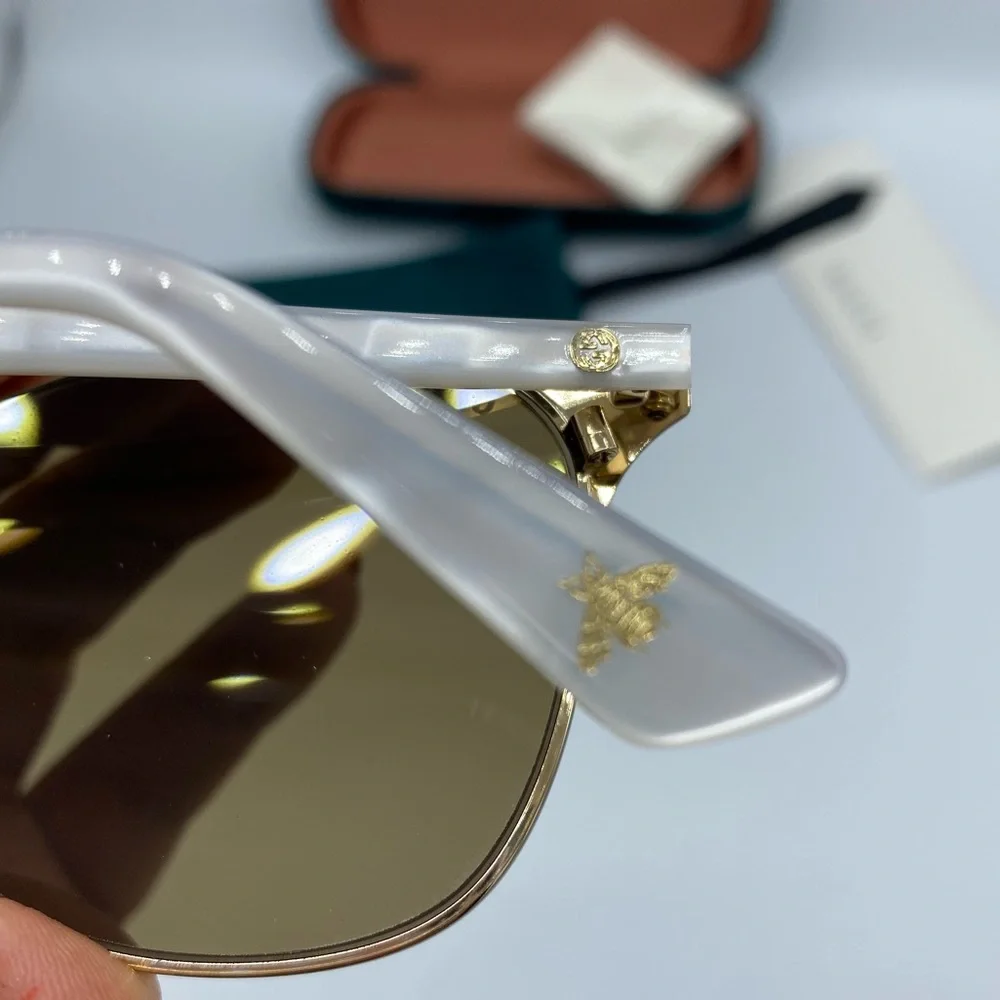 GUCCI Endura Gold 55mm Clubmaster Cat Eye Sunglasses NEW
